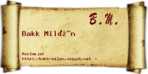 Bakk Milán névjegykártya