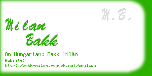 milan bakk business card